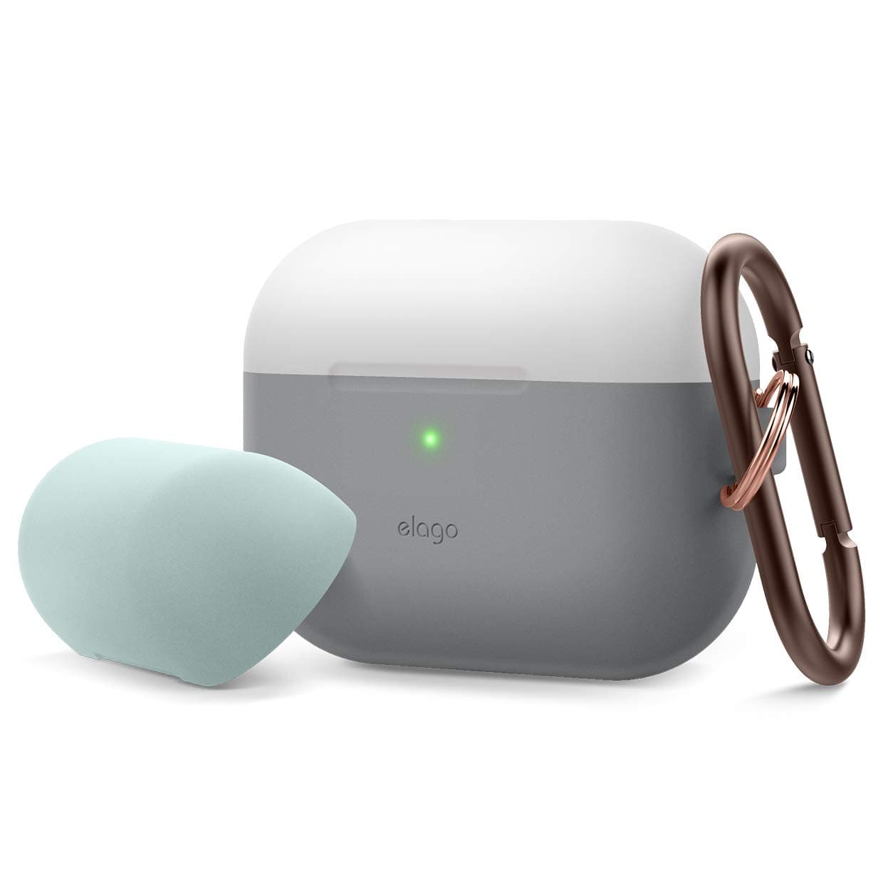 Калъф за слушалки Elago Duo Hang Silicone EAPPDH-TRDG-LGMT, за Apple AirPods Pro, силиконов, сив-светлосив