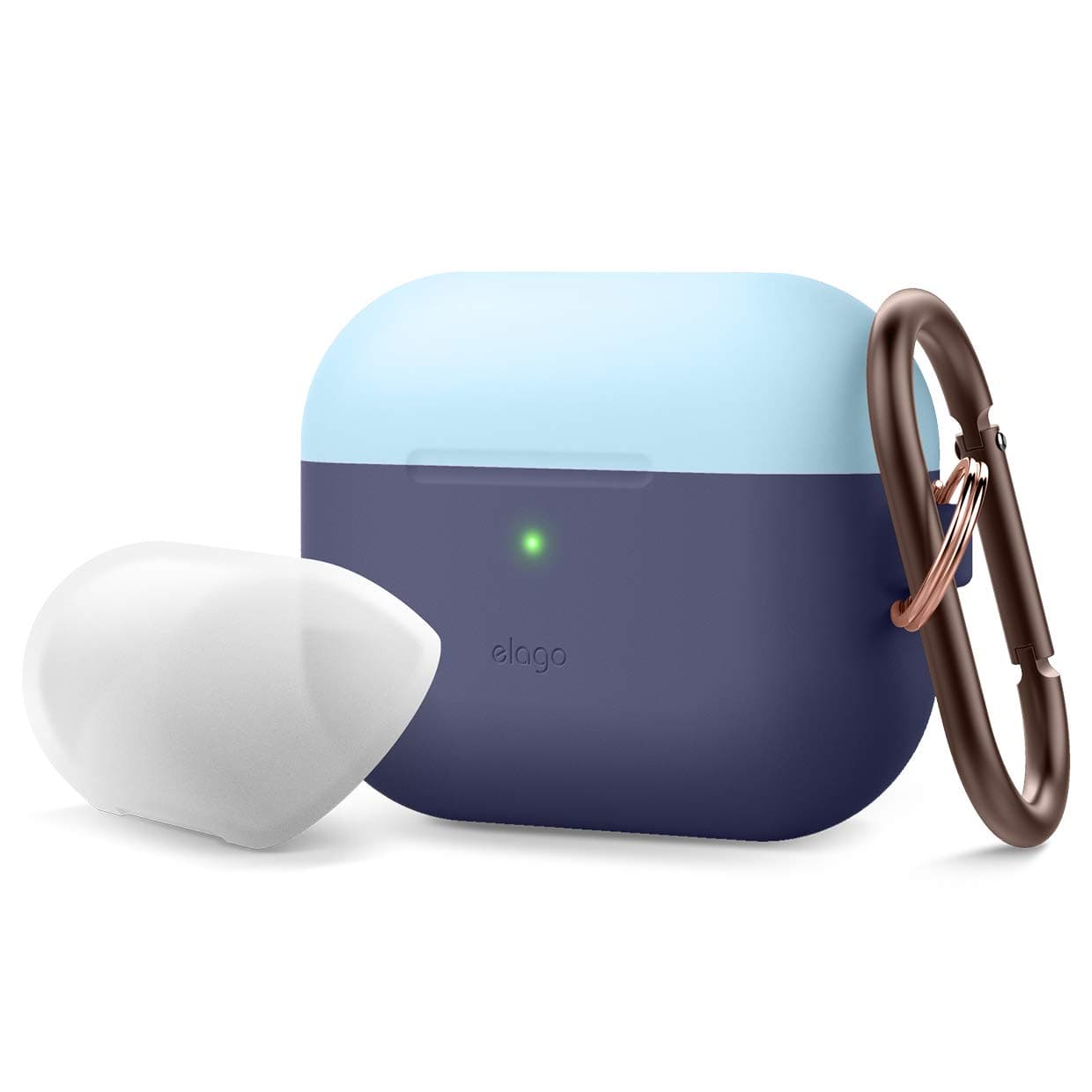 Калъф за слушалки Elago Duo Hang Silicone EAPPDH-JIN-PBLLU, за Apple AirPods Pro, силиконов, син-светлосин