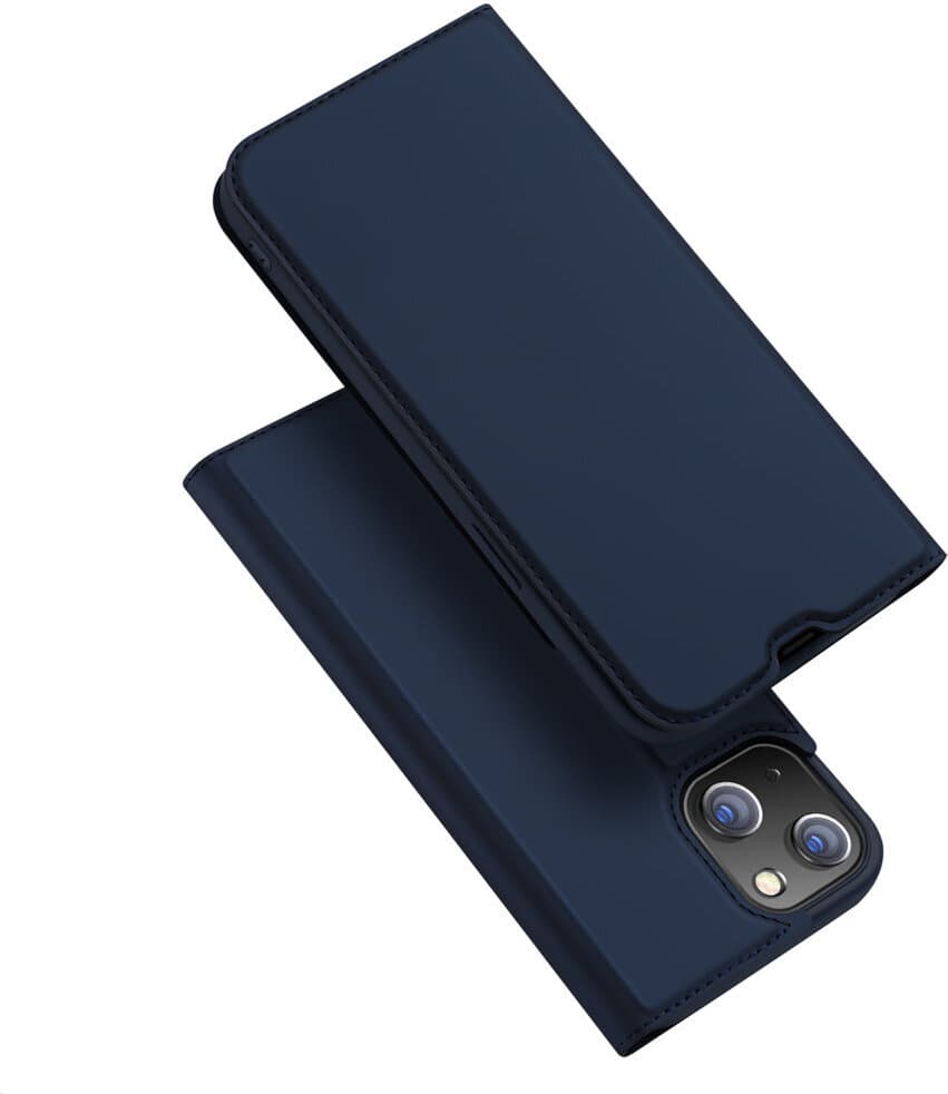 Кожен калъф с поставка и отделение за кр. карти за iPhone 15 Pro - Dux Ducis Skin Pro Case (тъмнисин)