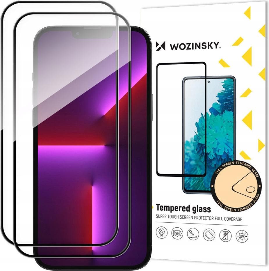 2 броя калени стъклени защитни покрития за дисплея на iPhone 15 - Wozinsky Case Friendly 3D Tempered Glass 2 Pack (черен-прозрачен)