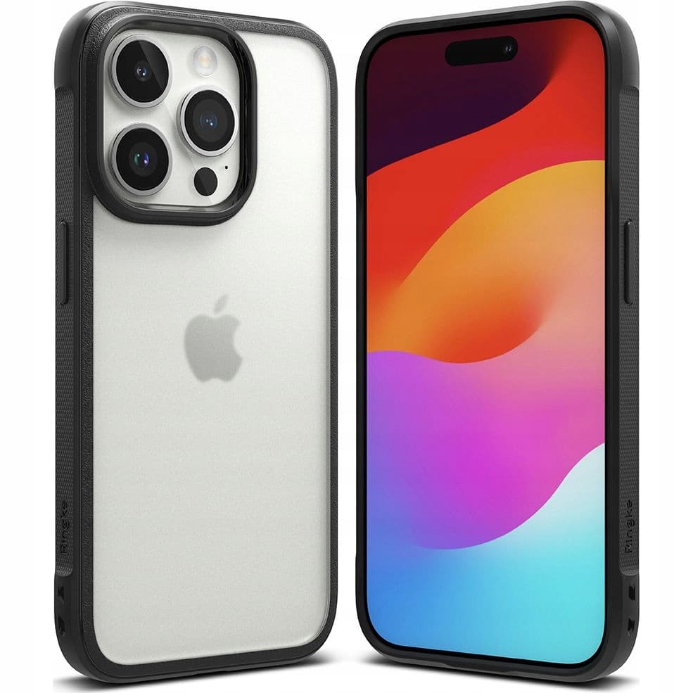 Хибриден удароустойчив кейс за iPhone 15 Pro Max - Ringke Fusion Bold Case (черен-прозрачен)