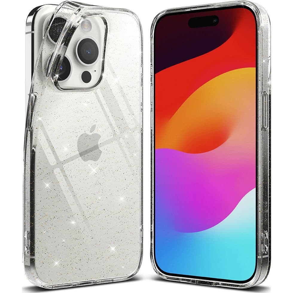 Силиконов (TPU) калъф за iPhone 15 Pro - Ringke Air Glitter Case (прозрачен)
