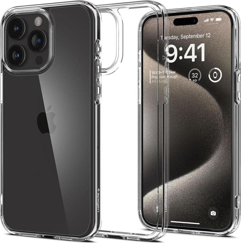 Хибриден кейс с висока степен на защита за iPhone 15 Pro - Spigen Ultra Hybrid Case (прозрачен)