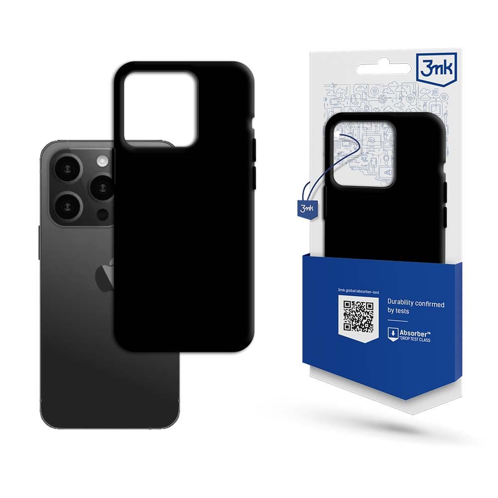 Силиконов (TPU) калъф за iPhone 15 Pro - 3MK Matt Case (черен)