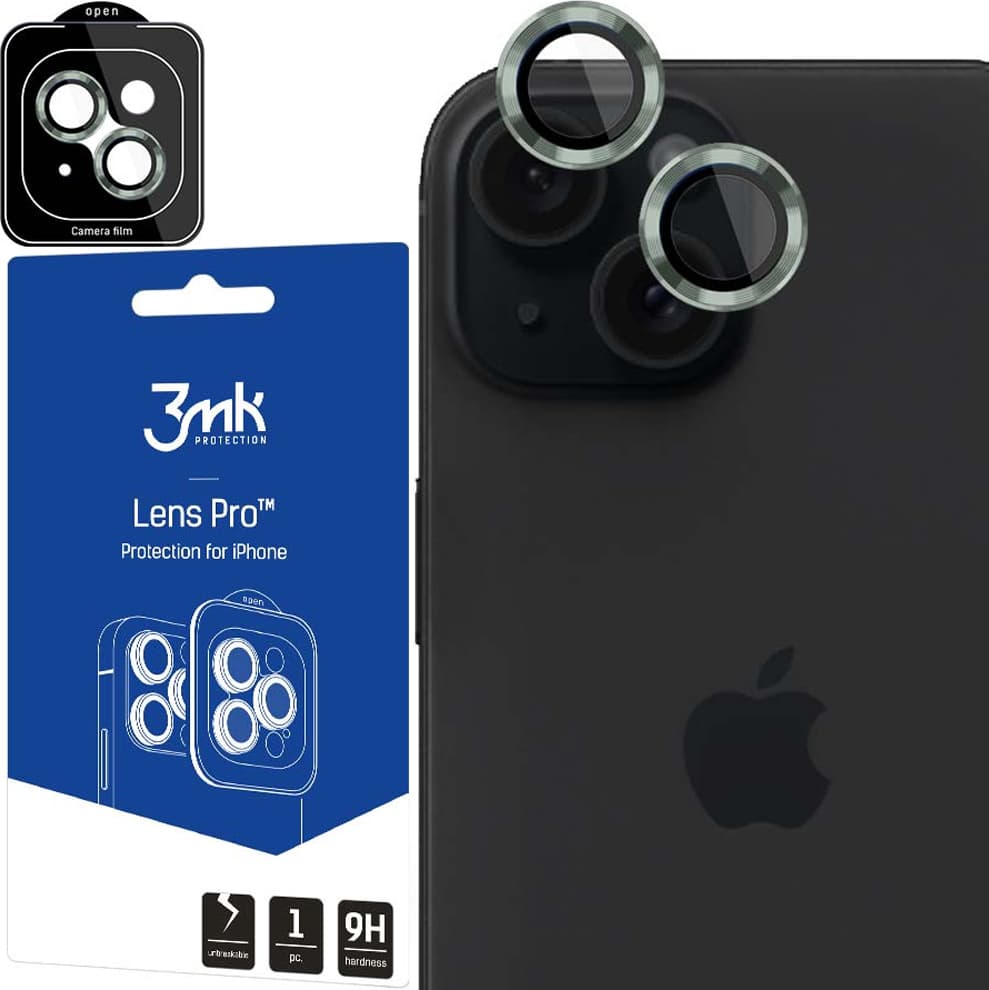 Предпазни стъклени лещи за камерата на iPhone 15 - 3MK Lens Pro Tempered Glass Lens Protector (зелен)