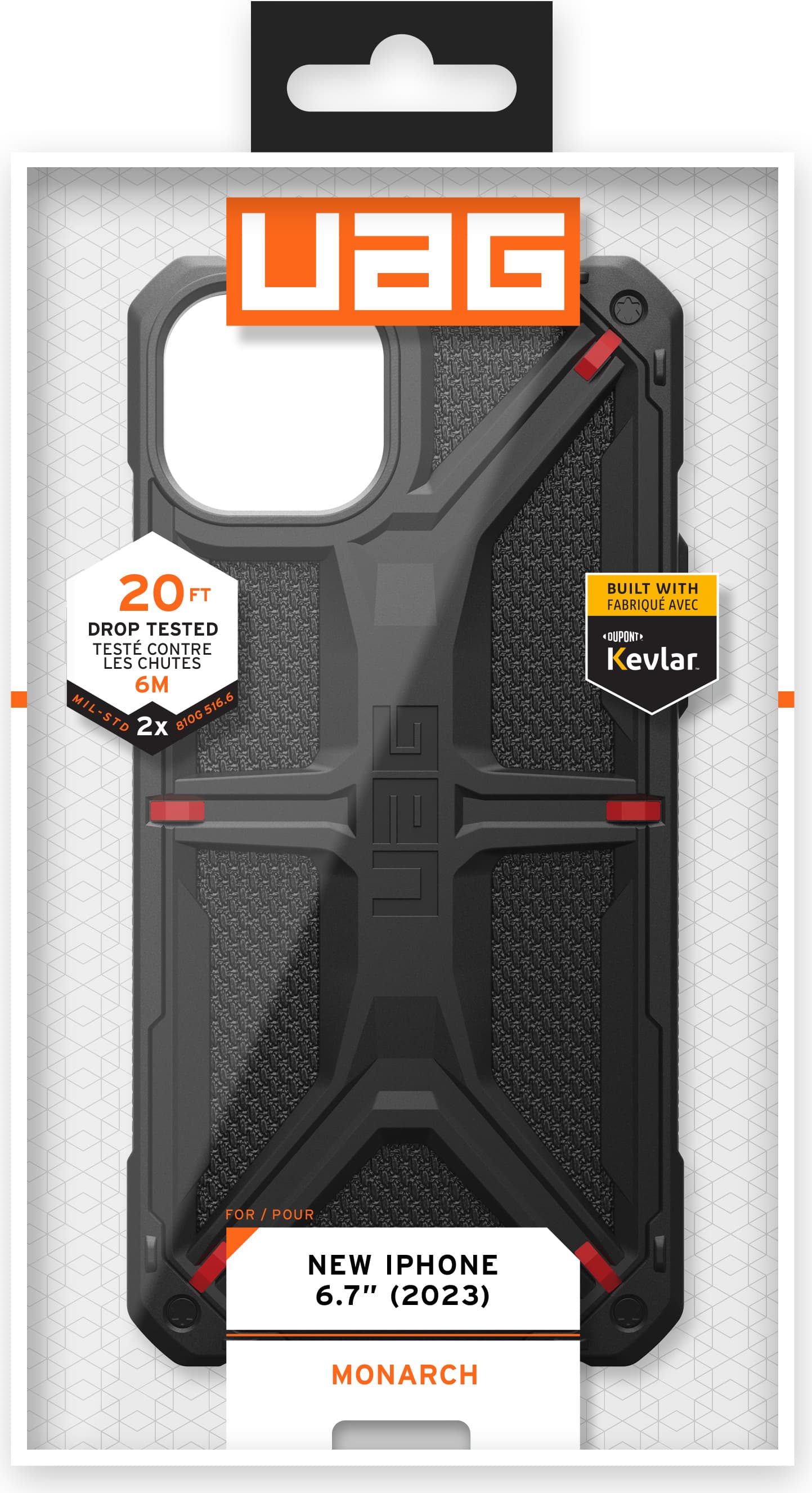 Удароустойчив хибриден кейс за iPhone 15 Plus - Urban Armor Gear Monarch Kevlar Case (черен-кевлар)