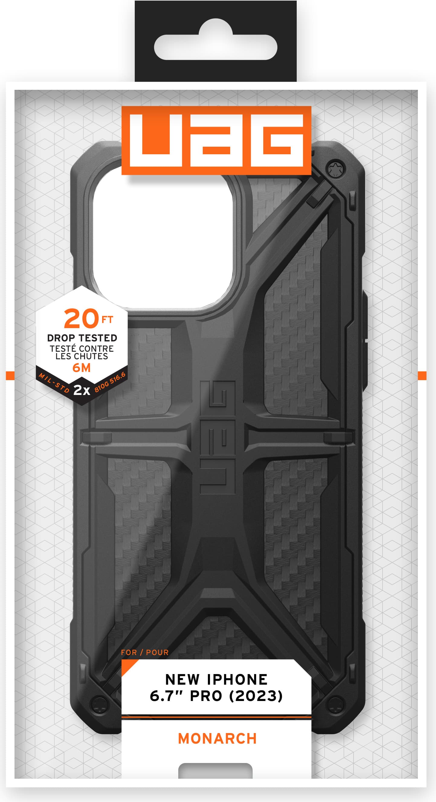 Удароустойчив хибриден кейс за iPhone 15 Pro Max - Urban Armor Gear Monarch Case (черен-карбон)