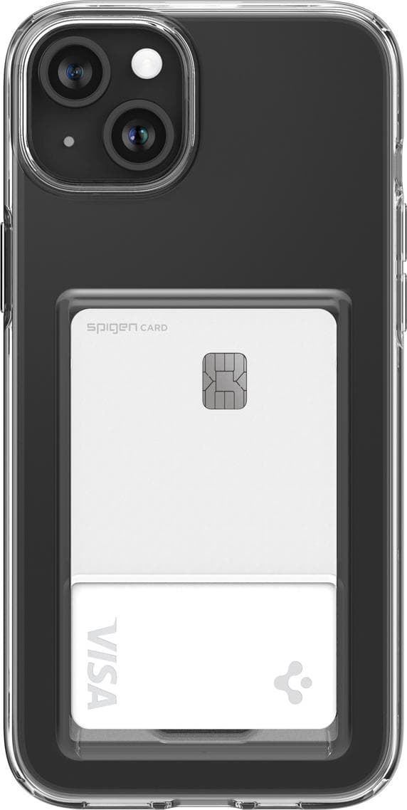 Силиконов (TPU) кейс с отделение за кр. карти за iPhone 15 Plus - Spigen Crystal Slot Case (прозрачен)