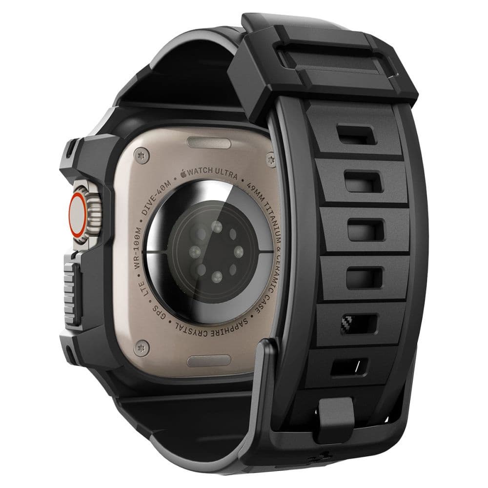 Удароустойчив TPU кейс с вградена каишка за Apple Watch Ultra,, Ultra 3 49мм - Spigen Rugged Armor Case Pro (черен)