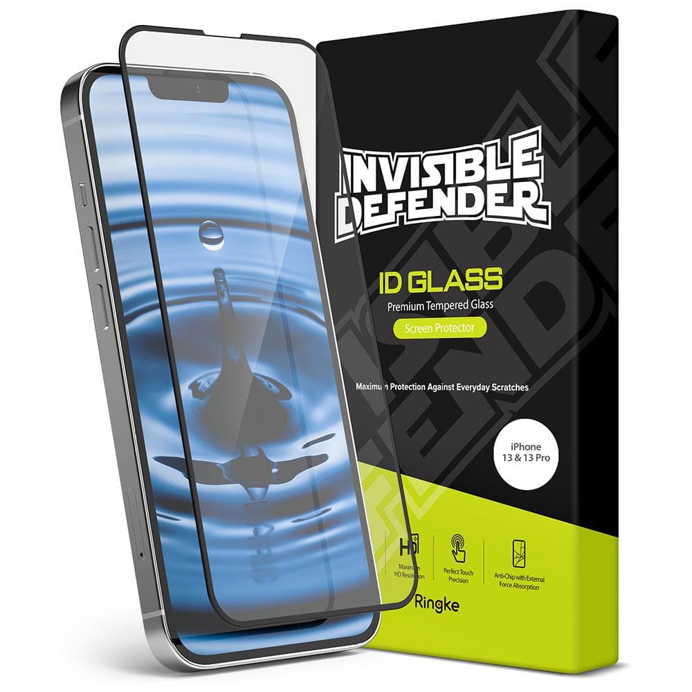 Калено стъклено защитно покритие за дисплея на iPhone 13, iPhone 13 Pro - Ringke Invisible Defender Full Cover Tempered Glass 3D (черен-прозрачен)