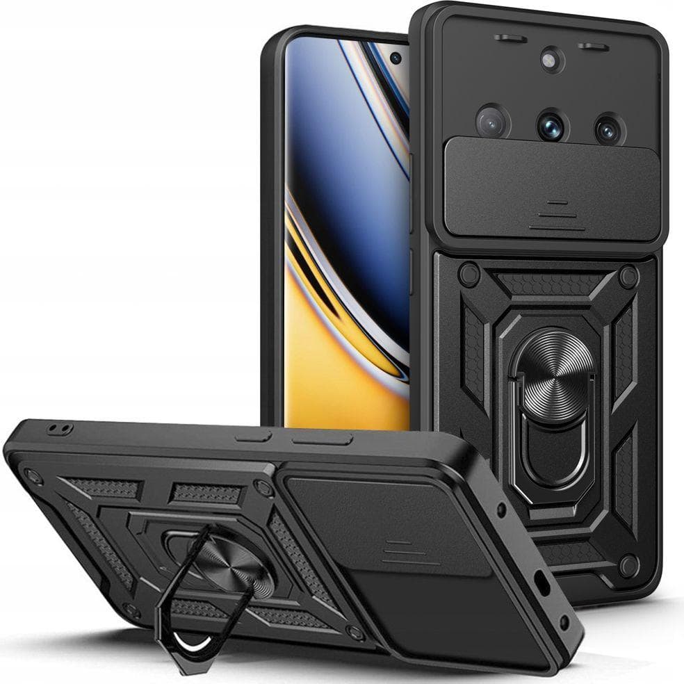 Хибриден удароустойчив кейс с пръстен против изпускане за Realme 11 Pro 5G, Realme 11 Pro Plus 5G - Tech-Protect CamShield Pro Hard Case (черен)