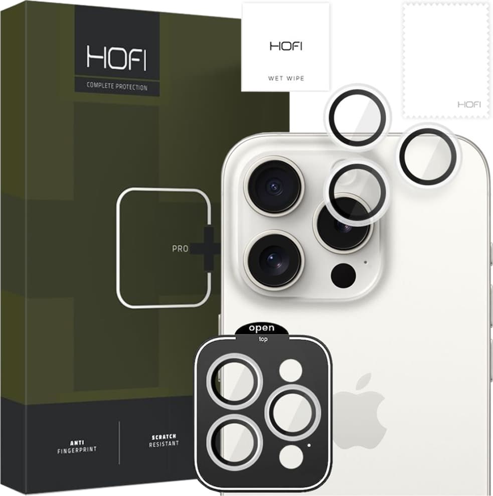 Предпазни стъклени лещи за камерата на iPhone 15 Pro, iPhone 15 Pro Max - Hofi CamRing Pro Plus (прозрачен)
