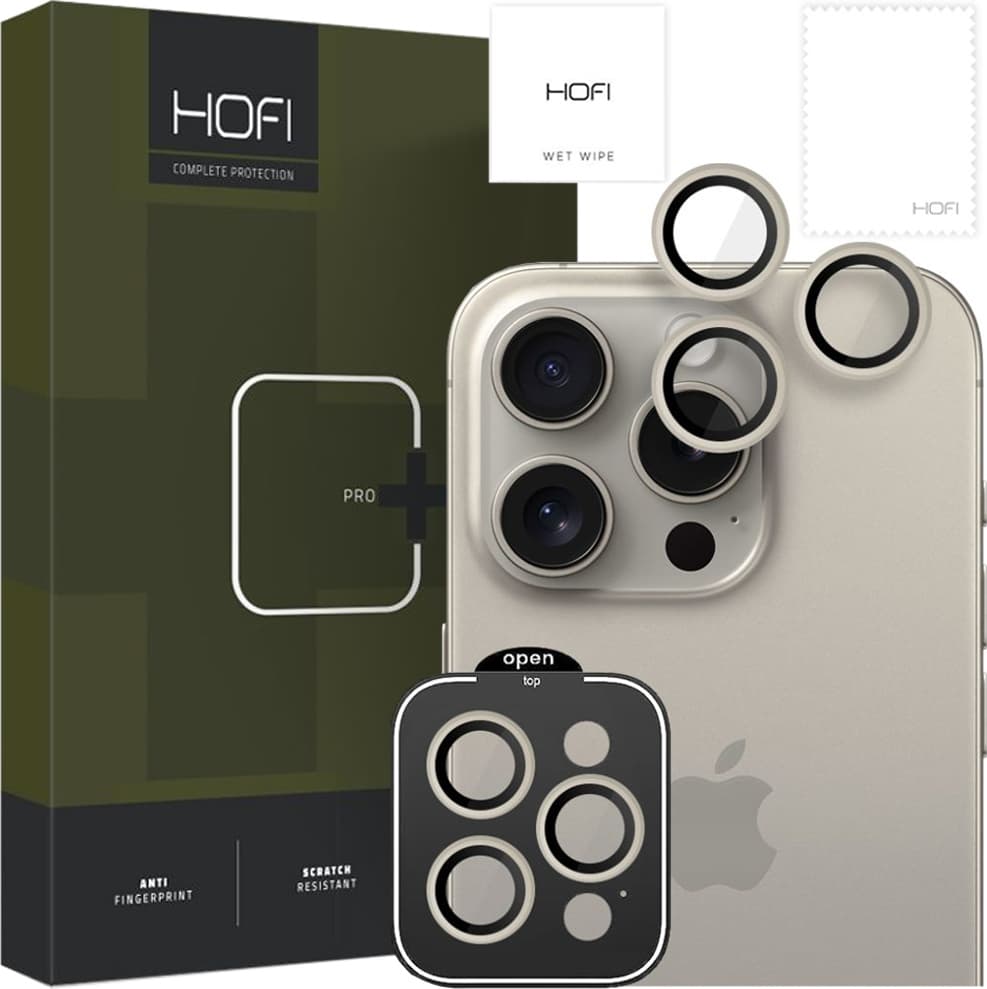 Предпазни стъклени лещи за камерата на iPhone 15 Pro, iPhone 15 Pro Max - Hofi CamRing Pro Plus (златист)