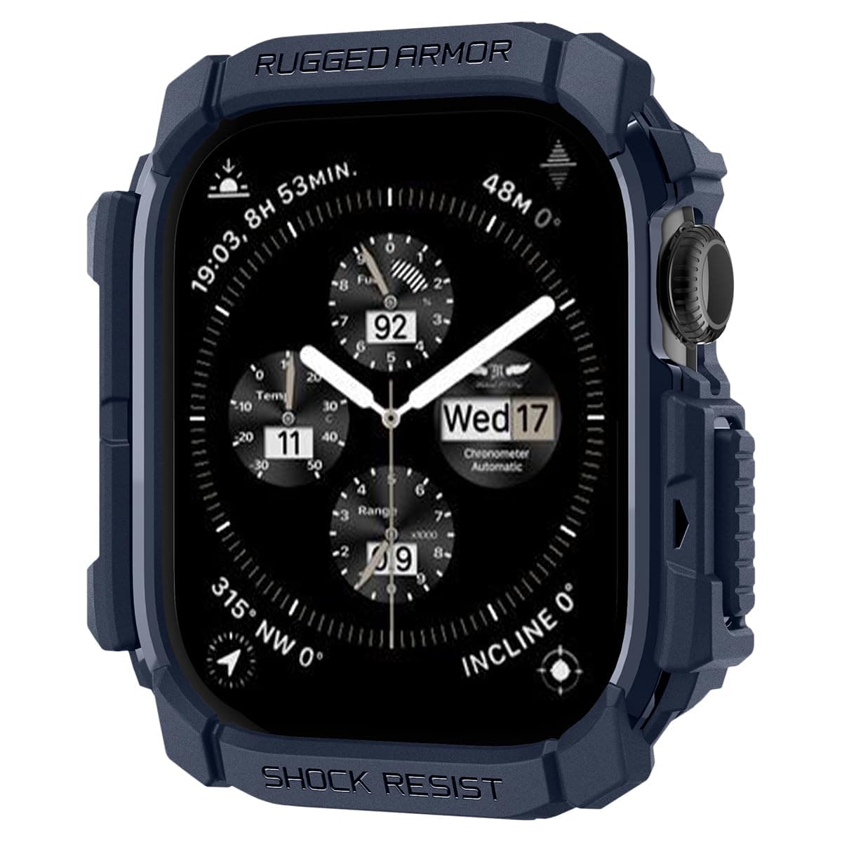 Удароустойчив TPU кейс за Apple Watch 10 42мм (2024) - Spigen Rugged Armor Case (тъмносин)