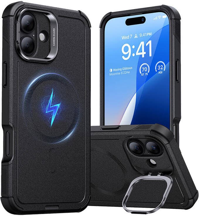 Хибриден кейс с висока степен на защита с MagSafe за iPhone 16 Plus (черен) - ESR Cyber Armor HaloLock MagSafe Case