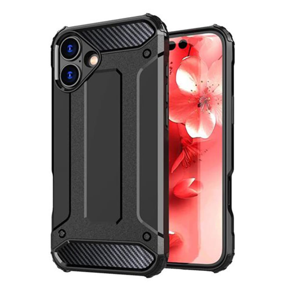 Хибриден удароустойчив кейс за iPhone 16 - Techsuit Hybrid Armor Case (черен)