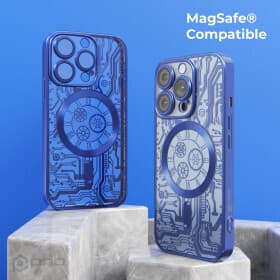 Тънък силиконов (TPU) калъф с MagSafe за iPhone 16 Pro - Prio Elegant MagSafe Case (син-прозрачен)