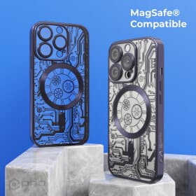 Тънък силиконов (TPU) калъф с MagSafe за iPhone 16 Pro Max - Prio Elegant MagSafe Case (черен-прозрачен)