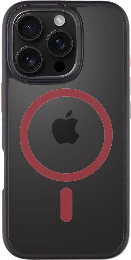 Хибриден удароустойчив кейс с MagSafe за iPhone 16 Pro - Tactical MagForce Hyperstealth 2.0 Cover (черен-червен)