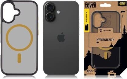 Хибриден удароустойчив кейс с MagSafe за iPhone 16 - Tactical MagForce Hyperstealth 2.0 Cover (черен-жълт)