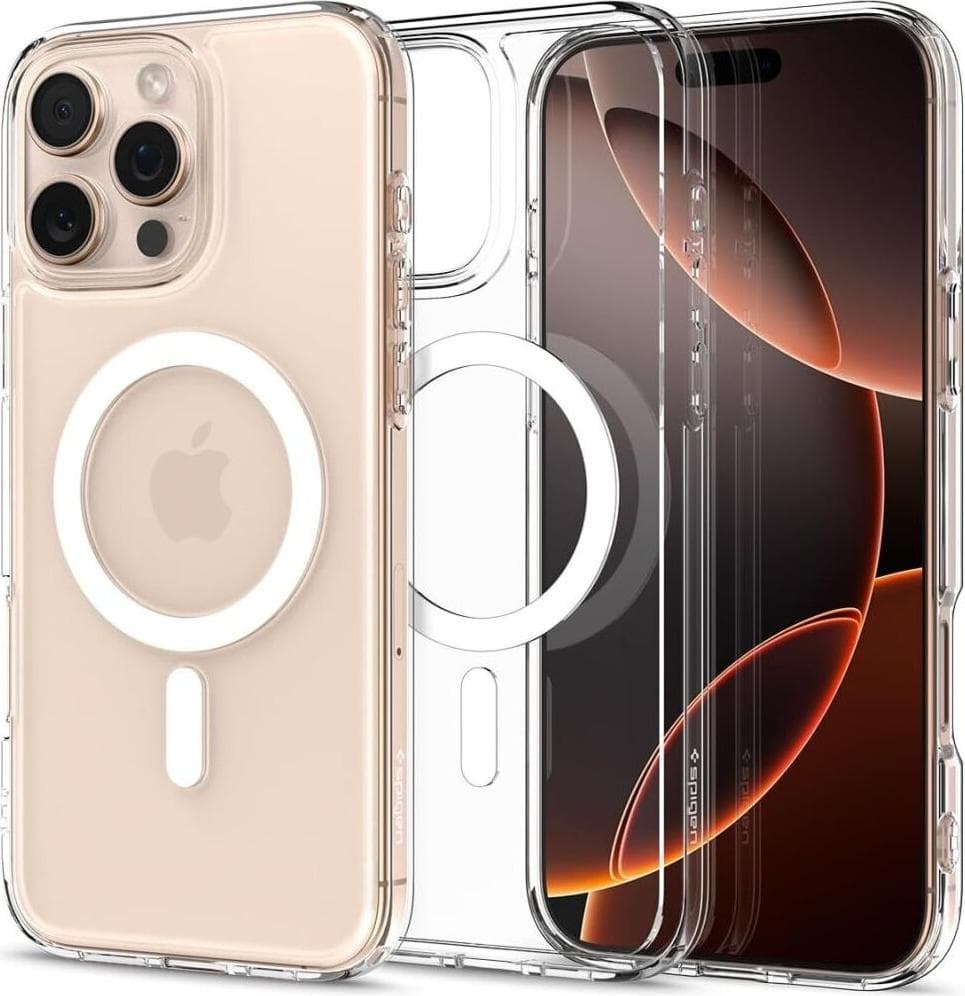 Хибриден кейс с висока степен на защита с MagSafe за iPhone 16 Pro - Spigen Ultra Hybrid MagSafe Case (прозрачен-бял)