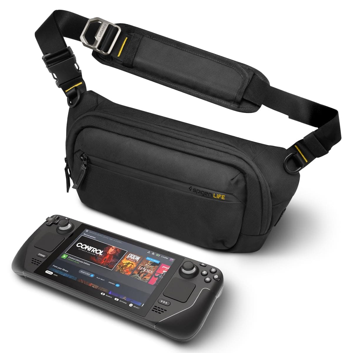 Стилна чанта с презрамка за смартфони и други дребни вещи - Spigen Klasden Sling Bag Backpack KD410 (черен)