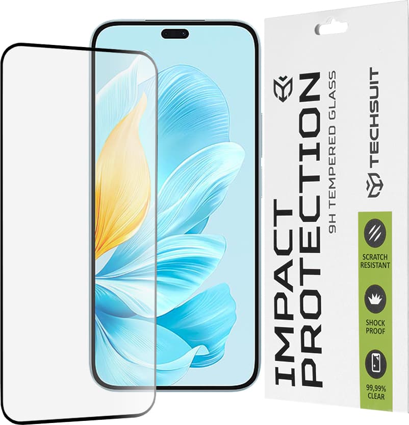 Калено стъклено защитно покритие за дисплея на Honor 200 Lite - Techsuit Full Glue Tempered Glass 111D (черен-прозрачен)