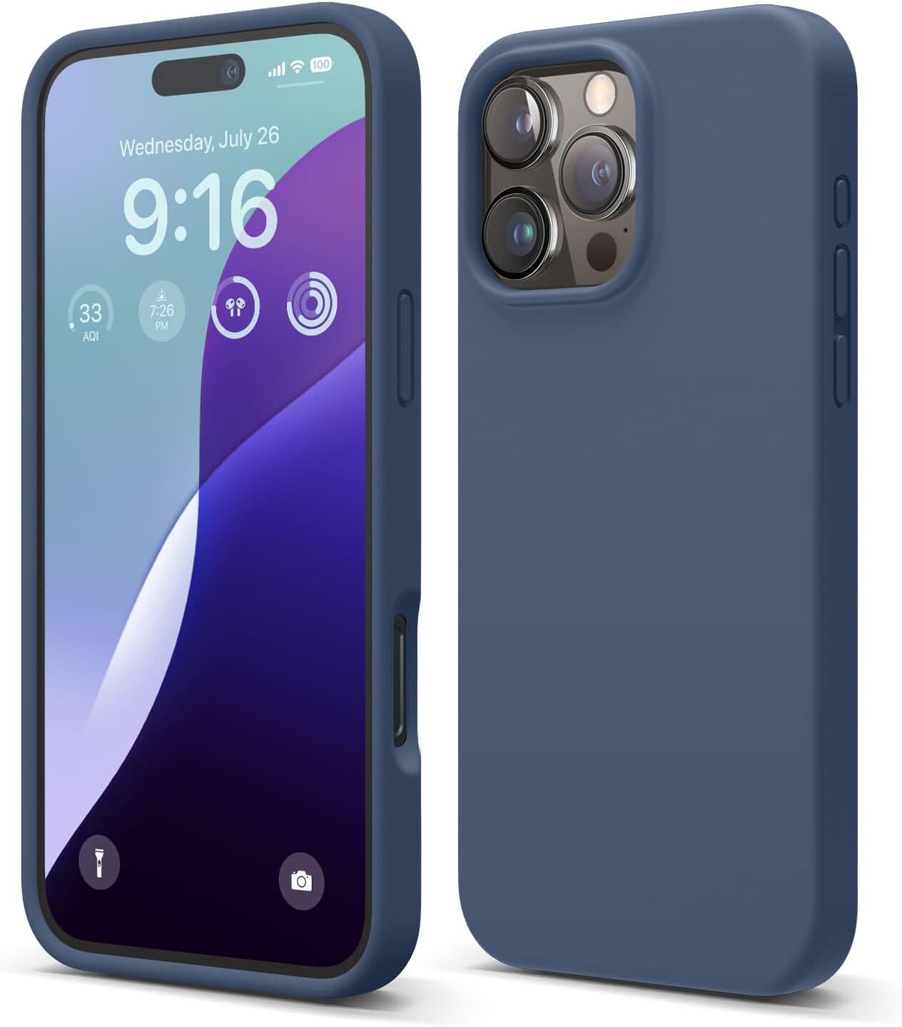 Силиконов (TPU) калъф за iPhone 16 Pro Max - Elago Soft Silicone Case (тъмносин)
