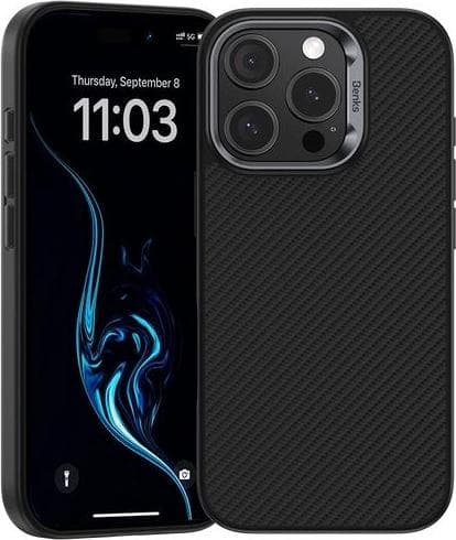 Кевларен кейс с MagSafe за iPhone 16 Pro Max - Benks Armor Air Kevlar Metal Frame Case 600D (черен)