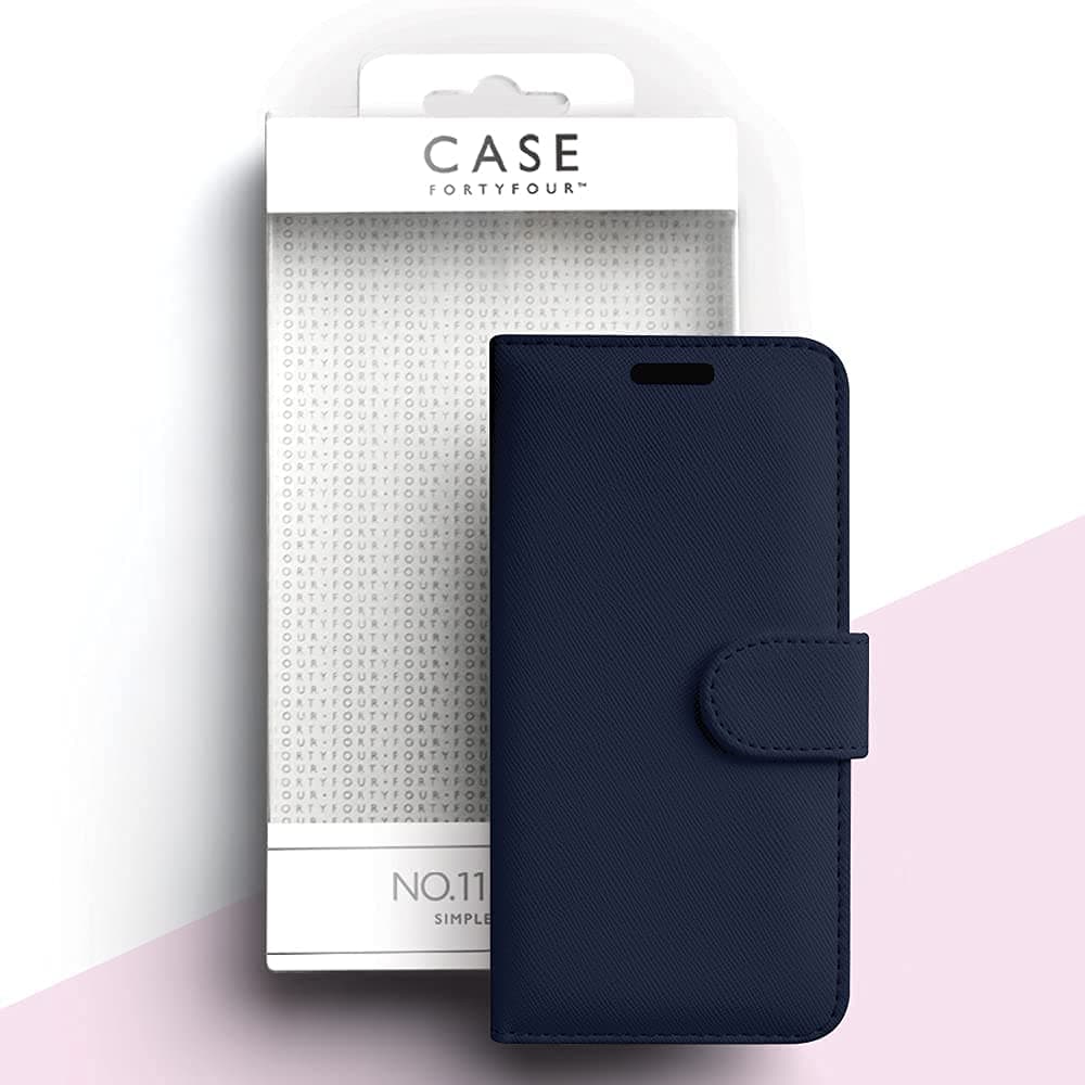 Кожен калъф с поставка за iPhone 11 Pro Max - Case FortyFour No.11 Case (син)