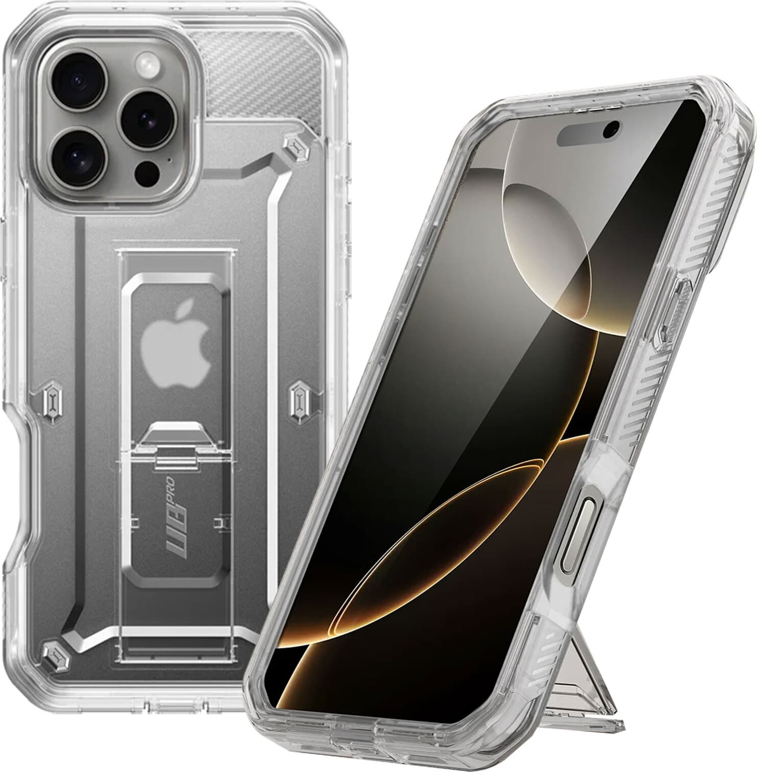 Удароустойчив хибриден кейс с вграден протектор за дисплея за iPhone 16 Pro - i-Blason SUPCASE Unicorn Beetle Pro Case (прозрачен)