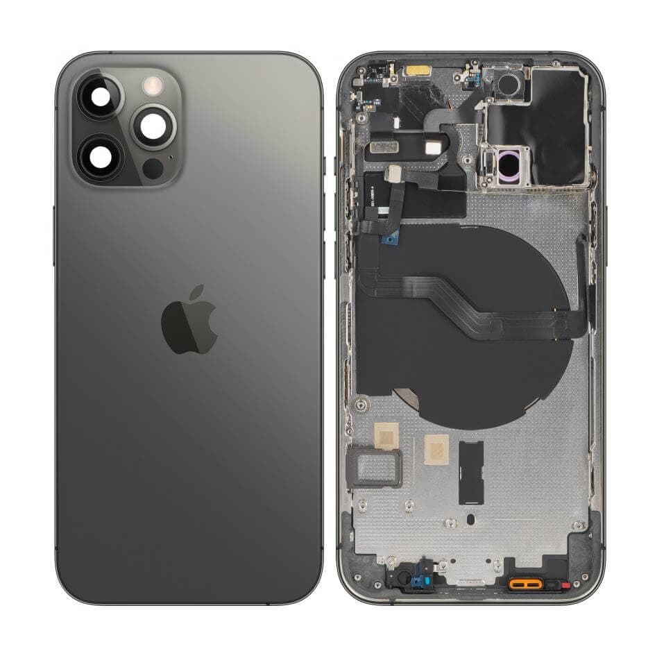 Оригинален резервен заден капак със заменено задно стъкло - Apple iPhone 12 Pro Backcover Full Assembly (черен)