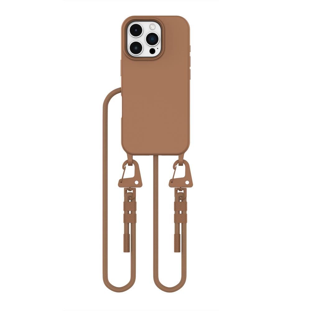 Силиконов (TPU) калъф с MagSafe и връзка за носене за iPhone 16 Pro - Tech-Protect Magnecklace MagSafe Case (кафяв)