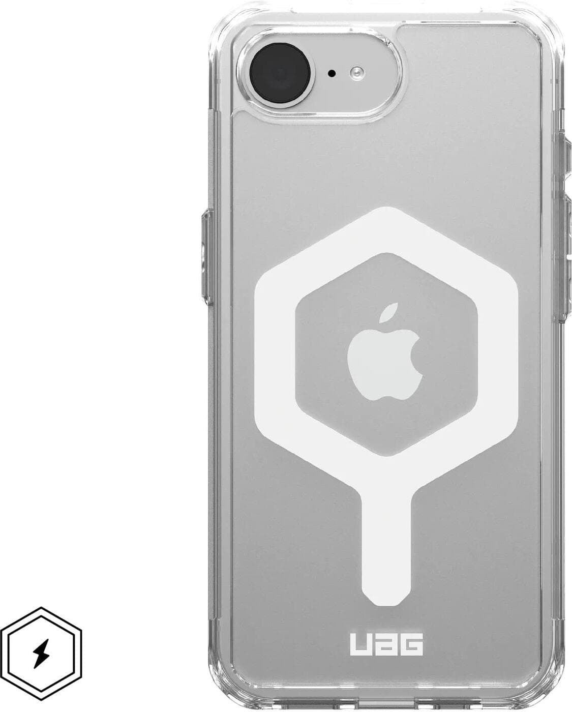 Удароустойчив хибриден кейс за iPhone 16e - Urban Armor Gear Plyo MagSafe Case (прозрачен-бял)