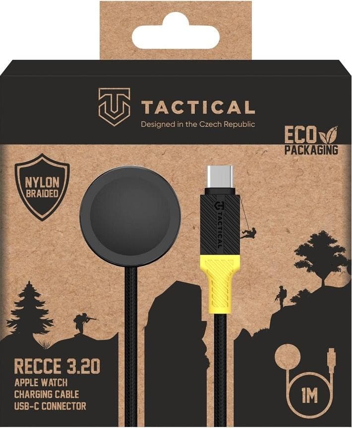 USB-C кабел с магнитен конектор за зареждане на Apple Watch (100 см) - Tactical Recce 3:20 Apple Watch Inductive Cable (черен-жълт)
