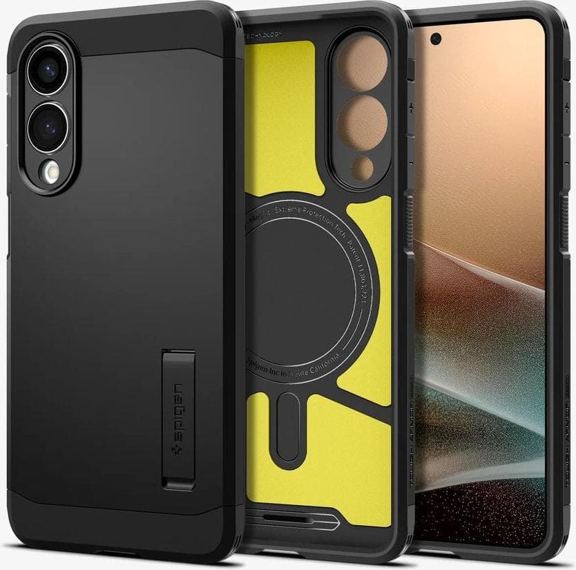 Хибриден кейс с най-висока степен на защита с MagSafe за Samsung Galaxy S25 Edge - Spigen Tough Armor MagSafe Case (черен)