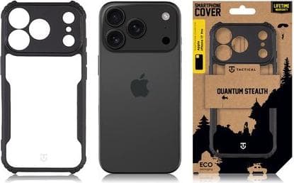 Хибриден удароустойчив кейс за iPhone 17 Pro - Tactical Quantum Stealth Hybrid Case (черен-прозрачен)