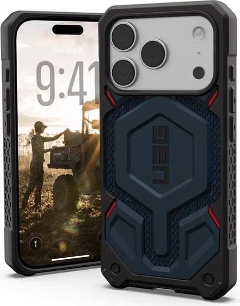 Удароустойчив хибриден кейс с MagSafe за iPhone 17 Pro - Urban Armor Gear Monarch Pro Kevlar Case (тъмносин-кевлар)