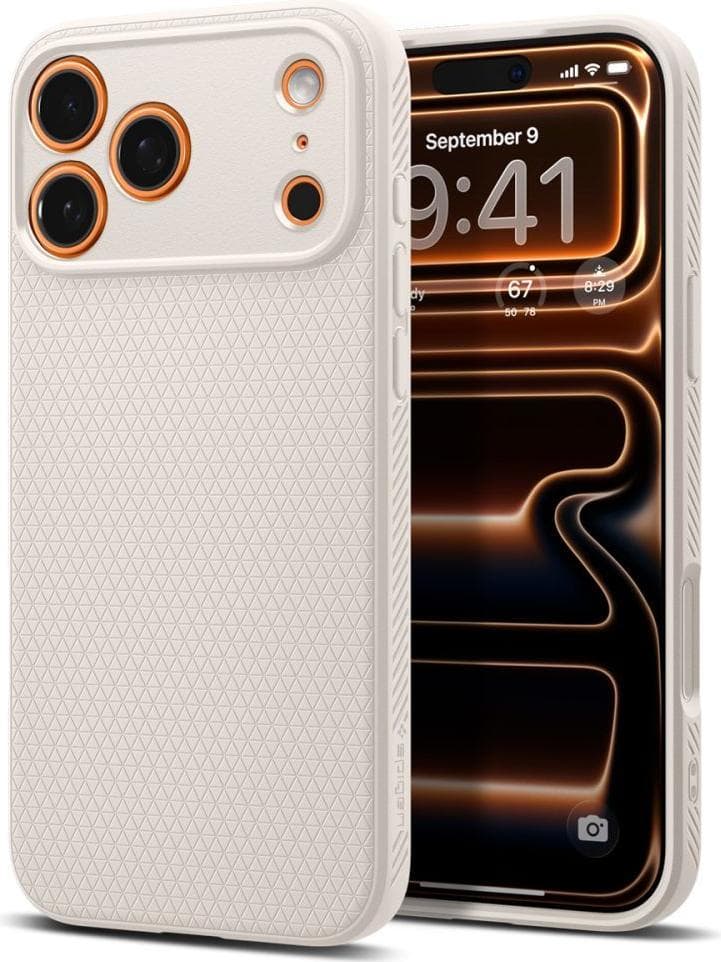 Удароустойчив силиконов (TPU) калъф за iPhone 17 Pro Max - Spigen Liquid Air Case (бежов)