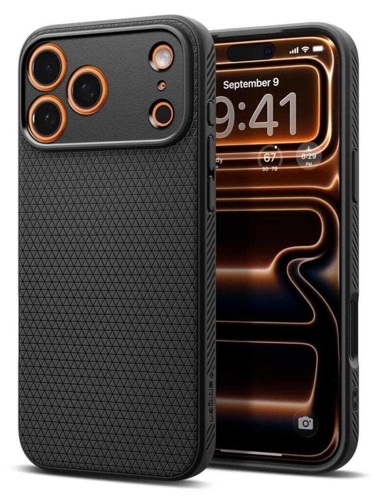 Удароустойчив силиконов (TPU) калъф за iPhone 17 Pro - Spigen Liquid Air Case (черен)