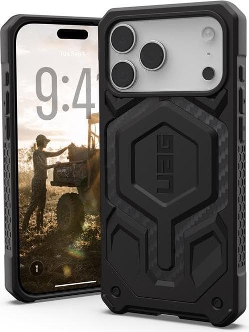 Удароустойчив хибриден кейс с MagSafe за iPhone 17 Pro Max - Urban Armor Gear Monarch Pro Case (черен-карбон)