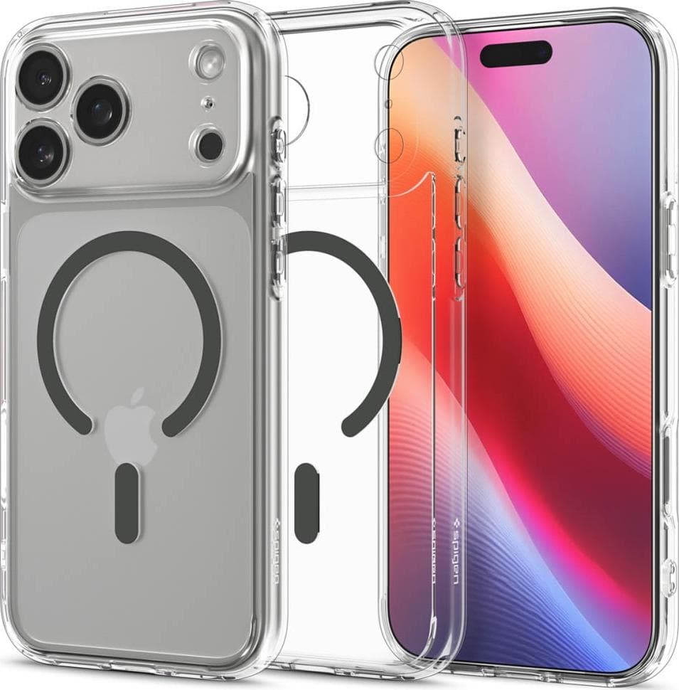 Хибриден кейс с висока степен на защита с MagSafe за iPhone 17 Pro Max - Spigen Ultra Hybrid MagSafe Case (прозрачен-тъмносив)