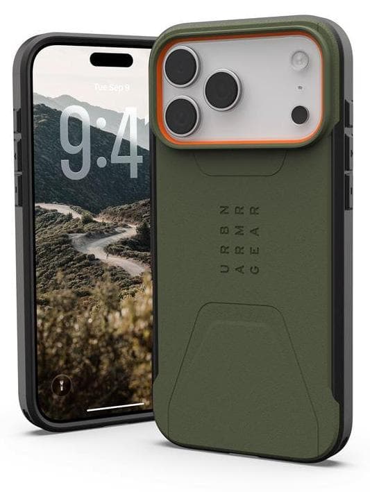 Удароустойчив хибриден кейс с MagSafe за iPhone 17 Pro Max - Urban Armor Gear Civilian MagSafe Case (зелен-оранжев)