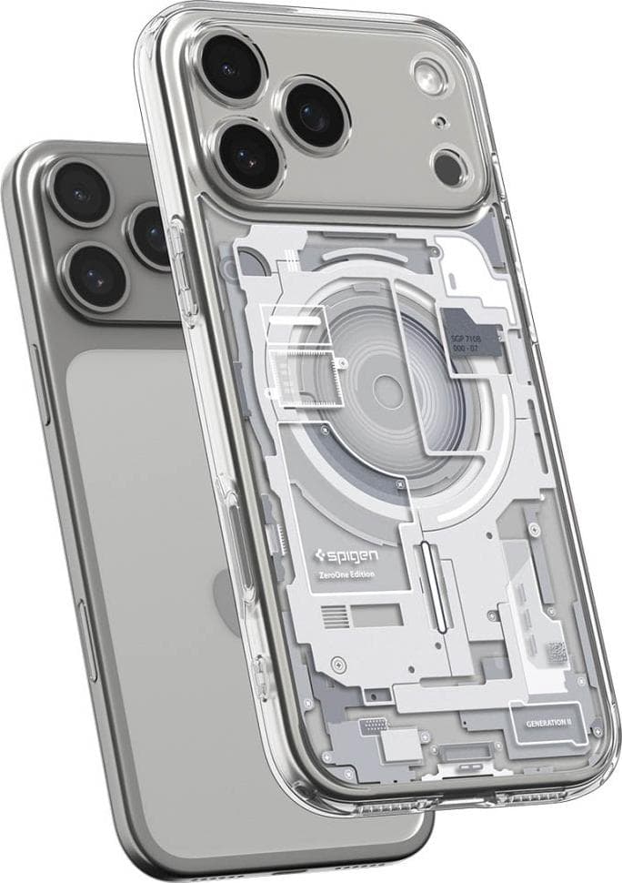 Хибриден кейс с висока степен на защита с MagSafe за iPhone 17 Pro Max - Spigen Ultra Hybrid MagSafe Zero One Case (прозрачен-бял)