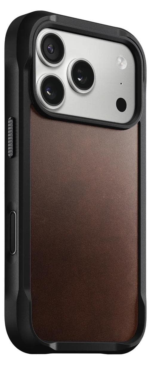 Хибриден кожен (естествена кожа) удароустойчив кейс с MagSafe за iPhone 17 Pro - Nomad Rugged Leather Horween MagSafe Case (тъмнокафяв)
