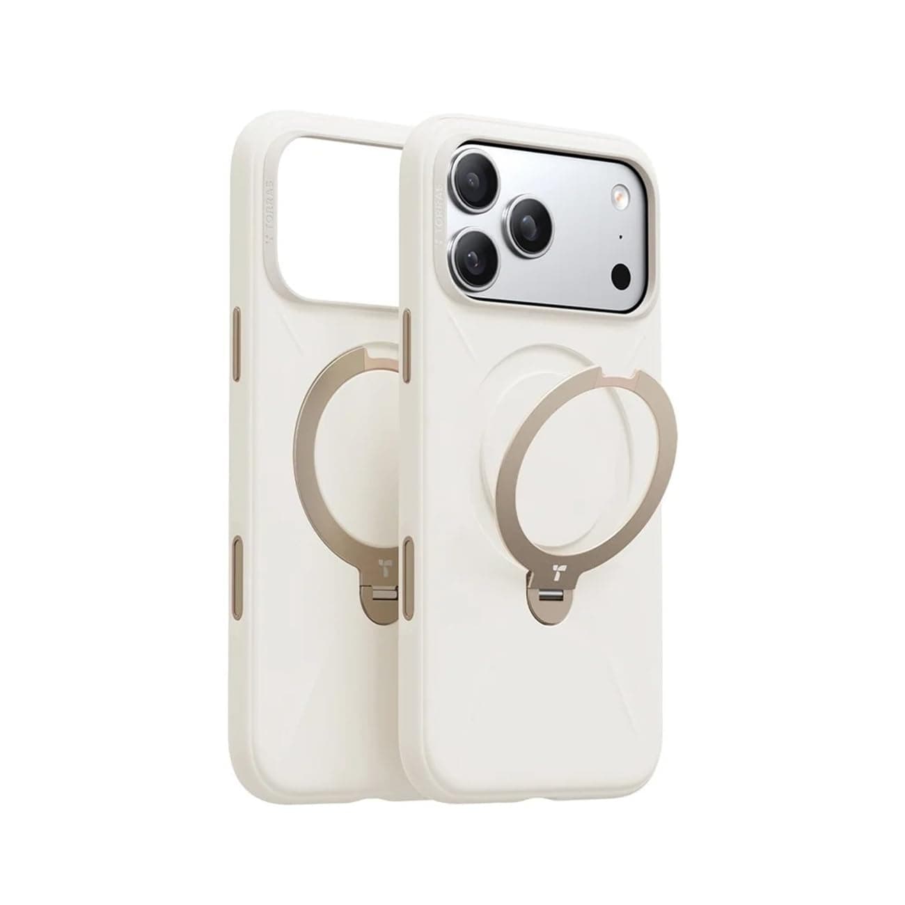 Силиконов (TPU) калъф с вградена поставка и MagSafe за iPhone 17 Pro - Torras QPRO Silicone Series (бял)
