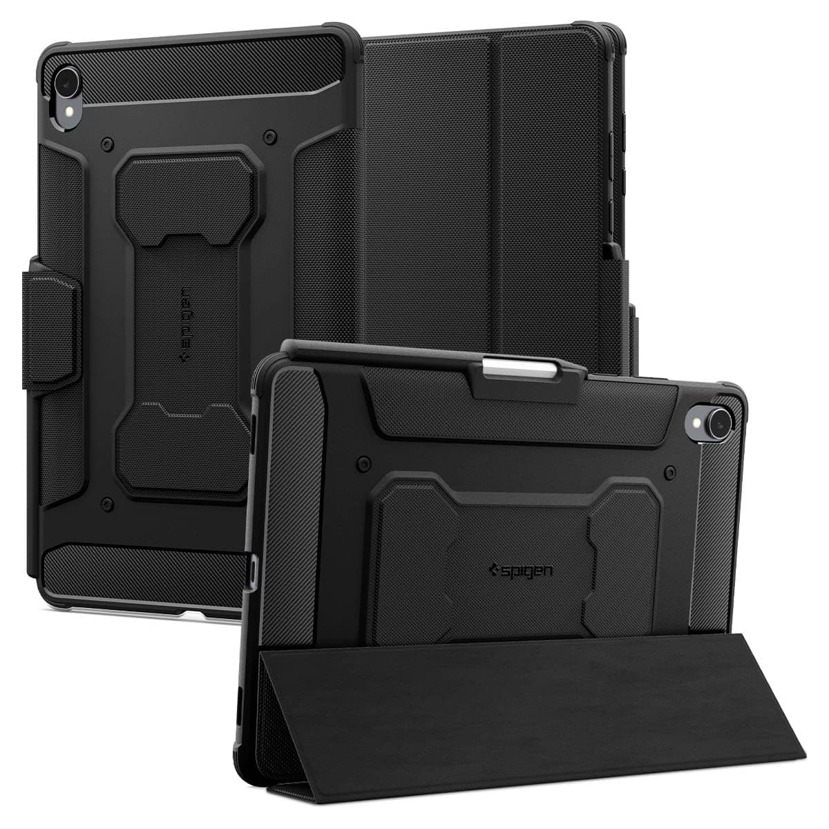 Хибриден удароустойчив кейс с поставка за Samsung Galaxy Tab S11 - Spigen Rugged Armor Pro Case (черен)