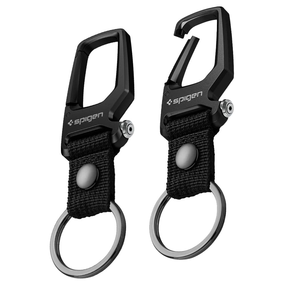 Комлект от 2 броя мултифункционални карабинери - Spigen Carabiner With KeyRing 2 Pack (черен)