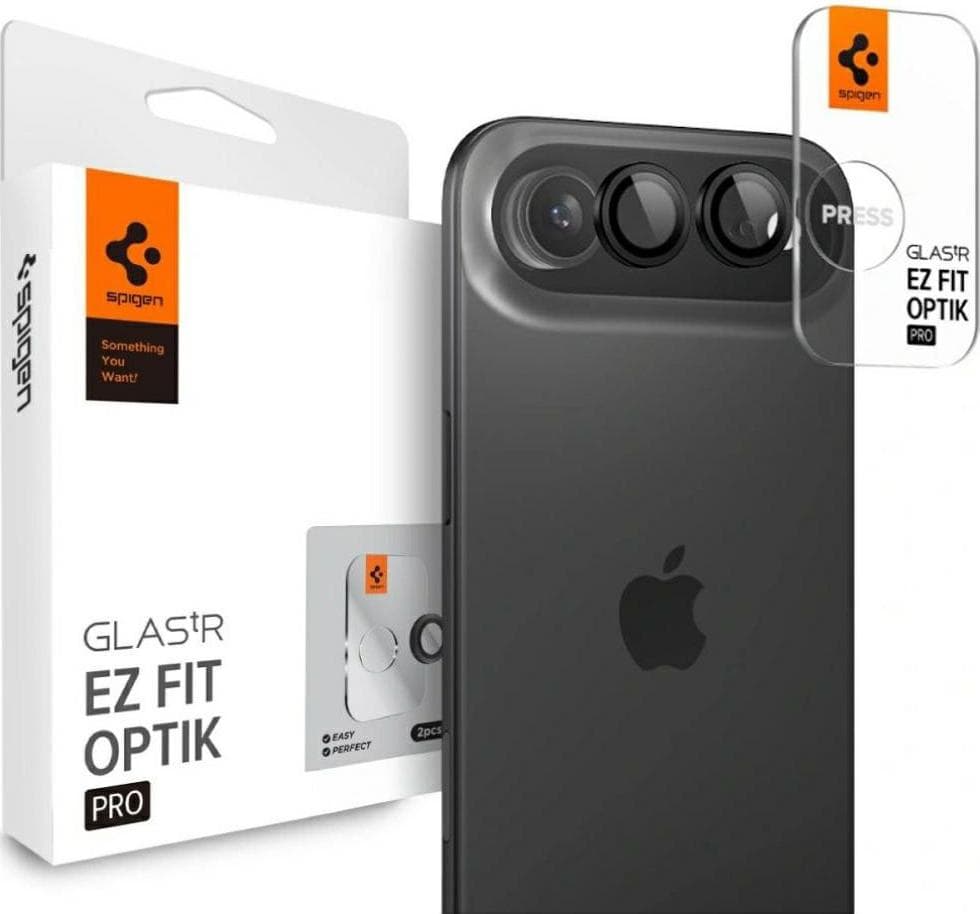 2 комплекта предпазни стъклени лещи за камерата на iPhone 17 Air - Spigen Glas.tR EZ Fit Optik Pro Lens Protector 2 Pack (черен)