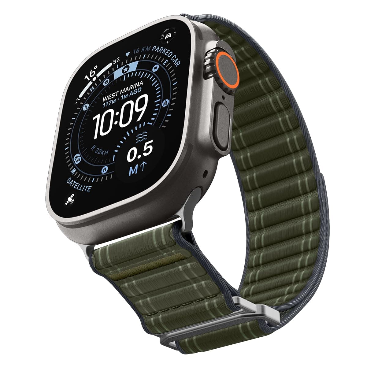 Текстилна каишка за Apple Watch 42мм, 44мм, 45мм, 46мм, Ultra, Ultra 2, Ultra 3 49мм - Spigen Fabric Sport Band Hook and Loop (зелен)